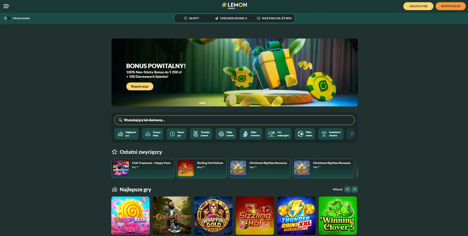 Katalog gier w Lemon Casino PL i dostępni dostawcy